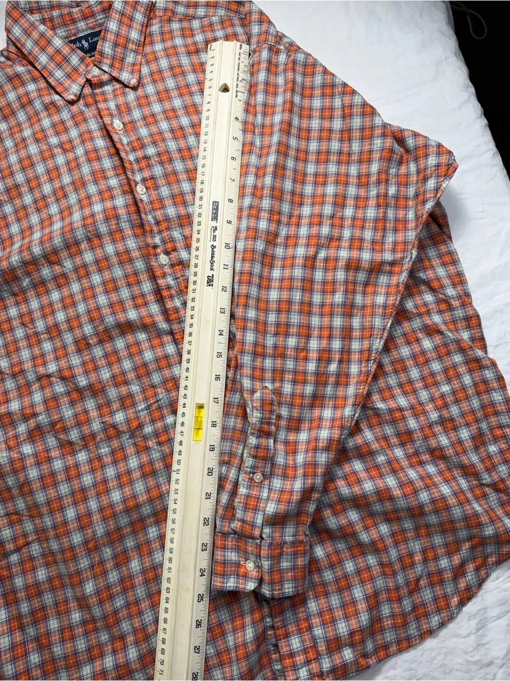 Polo by Ralph Lauren Orange and Blue Plaid Button-Down Shirt